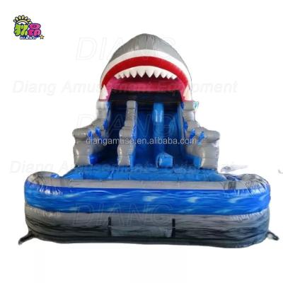 China Newest Design PVC Shark PVC Material Inflatable Bouncy Slide Water Slide For Kids for sale