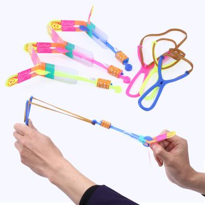 China Kids Toy Factory Wholesale Customize Helicopter Toy Light Up LED Slingshot Flying Arrow Toys For Children for sale