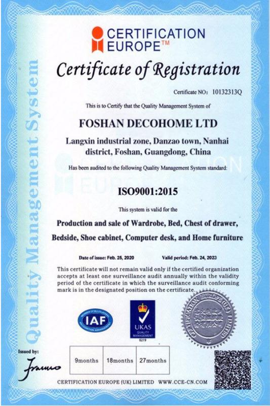 ISO9001 - Foshan Decohome Co., Ltd.