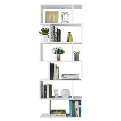 China (Others) DECOHOME Home Office Style 6 Adjustable Modern Single Tier Shaped Shelf Wood Bookcase And Shelves For Living Room for sale