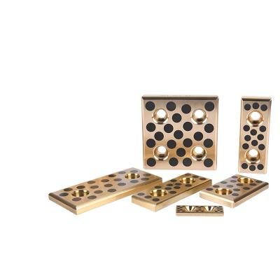 China Aluminum Bronze With Graphite Plugs Sankyo High Quality Bronze Graphite Wear Plates, Mold Parts Oil Free Center Rails Wear To Plate Side Bearing for sale