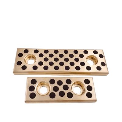 China Aluminum Bronze With Graphite Plugs Sankyo Factory Running Self-Lubricated Bearing Slides Plate Center Guide Oil Free Rails Oilless Wear Plate for sale