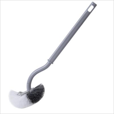 China Household Viable Wholesale Soft Hair Two Colors Long Handle Curved Plastic Toilet Cleaning Brush for sale