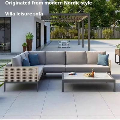 China Customized Aluminium Frame Luxury Rattan Garden Sofa Sets For Courtyard Garden And Living Room for sale