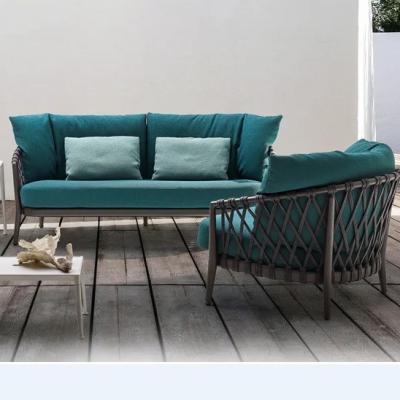 Cina Poltroncino di cotone da bambola morbida stile moderno giardino corda di rotino divano set per balcone patio in vendita