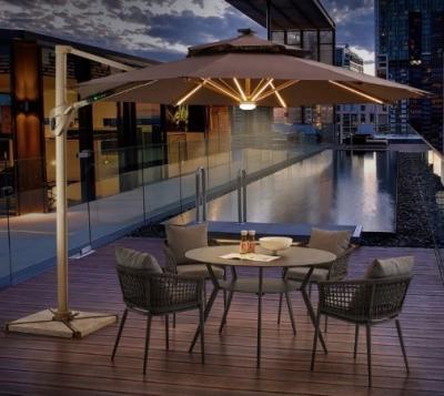 China Sun Outdoor Aluminum Beach Umbrella LED Light Parasol 2.7M for sale