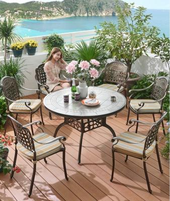 China Waterproof Garden Cast Aluminum Patio Dining Table Chair Set for Outdoor Furniture for sale