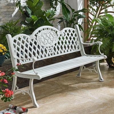 China Metallic Color Cast Aluminum Garden Long Chairs Park Bench Chair for sale