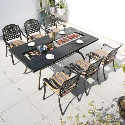 China Gegote aluminium multifunctionele barbecue tuin set buiten barbecue grill tafel Te koop