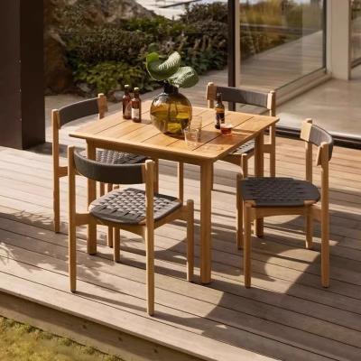 China Uv Resistant Plastic Rattan Teak Patio Dining Set Table And Chairs for sale