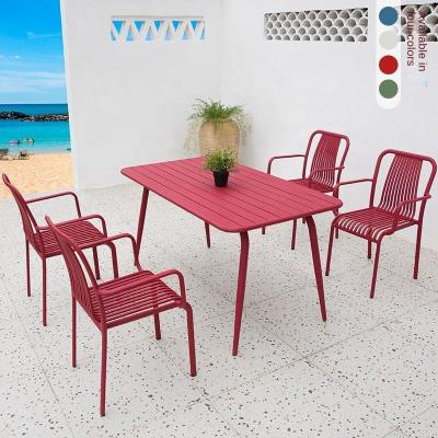 China Resistente a los rayos UV Color personalizado Mesa de comedor y sillas al aire libre Con muebles de jardín de aluminio en venta