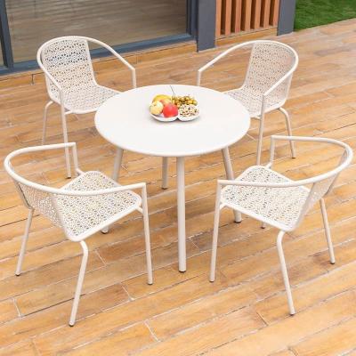 China Stainless Steel Outdoor Metal Cafe Table And Chairs Set For Sun Protection for sale