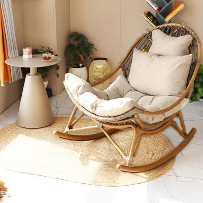 China Water Proof PE Rattan Lounge Relax Rocking Chair For Balcony for sale