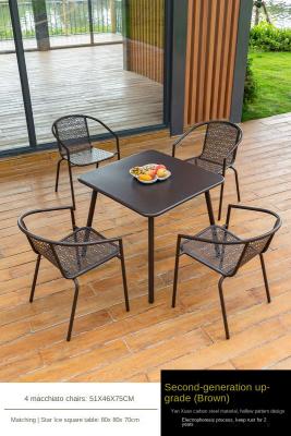 China Carbon Steel 4 Seater Cafe Table Set Outdoor 600*730mm / 700*730mm for sale