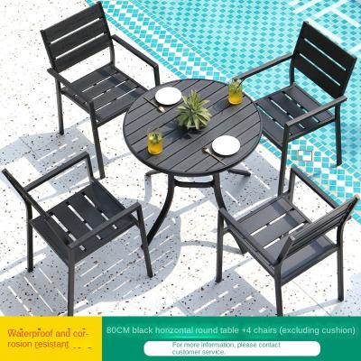 China Round Patio Garden Table And Chairs With Aluminium Frame For Restaurant Courtyard for sale