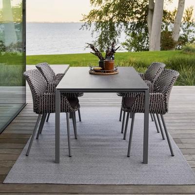 China Luxury Aluminum Table And Rattan Chair Sets For High End Outdoor Dining Table Set for sale