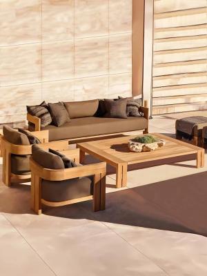 China Nordic Morden Teak Wood Garden Sofa And Table Leisure Chair Set Outdoor Furniture for sale