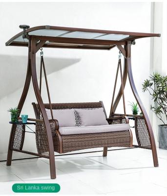 China 2 Seat Porch Patio Garden Swing Chair With PE Rattan Seat And Aluminium Alloy Frame for sale