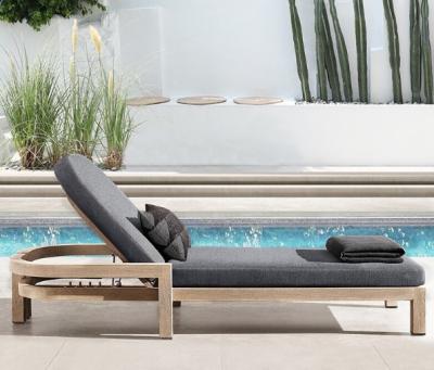 China Customized Luxury Pool Teak Wood Lounge Chair Leisure Bed for sale