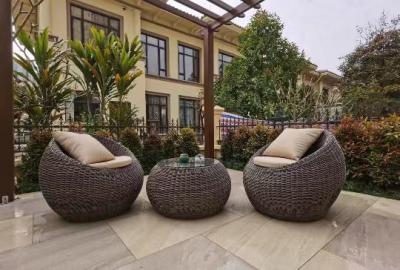 China Hotel Outdoor Light Luxury Ellipse PE Rattan Sofa Set Patio Garden Waterproof Metal Furniture for sale