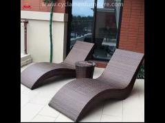 Ecofriendly Beach Swimming Pool PE rattan S-shaped lying bed Lounge Leisure Chair Table