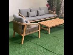 Customzie High End Nordic Garden Solid Wood Sofa Set Outdoor Teak Leisure  Table Chairs