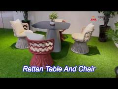 luxury outdoor furniture rattan table and chair set for garden patio dining