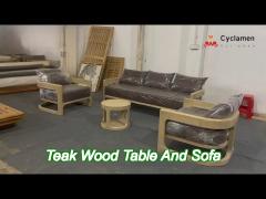 customized outdoor courtyard villa teak wood table and sofa set for garden leisure