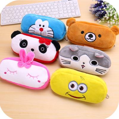 China Promotional Cartoon Embroidery Cartoon Plush Toy Stuffed Toy Student Plush Animal Happy School Pencil Case Purse for sale