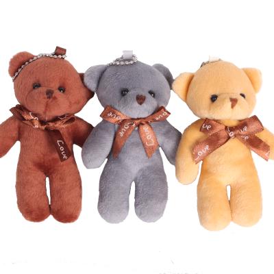 China Plush 12Pcs Per Lot 12cm Mini Small Size Rose Teddy Bears Dolls Small Gift For Party Wedding Gift Pendant for sale