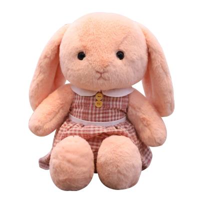 China Promotional Cute Cartoon Plaid Skirt Rabbit Doll Child Girl Gift Garden Rabbit Doll Plush Toy for sale