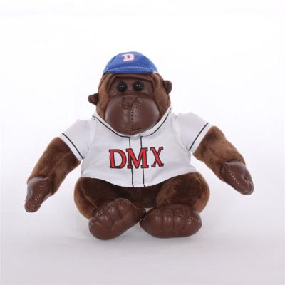 China Promotional custom sttuffed black soft orangutan head chain DOLL with shirt for sale