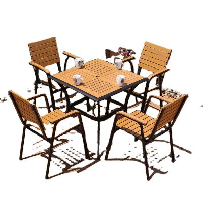 China Nordic modern anti-oxidation aluminum outdoor dining table garden plastic wood furniture 4 coffee tables for sale