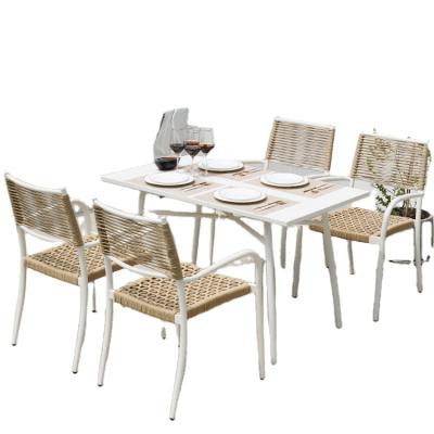 China Modern Home Custom Wicker Outdoor Leisure Garden Furniture Rattan Table And Chair Dining Table Set for sale