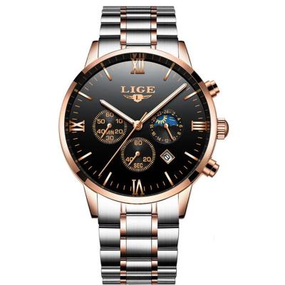 China Waterproof Watch Relogio Masculino Brand Non-Specific Famous Clock Men's Quartz Fashion Mens Watch LIGE Watches Top Luxury Steel Business Full for sale