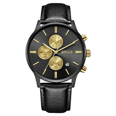 China BAOGELA Alarm Fashion Quartz Watch Mens Black Leather Watches Christmas Gifts Men Watches Men Wrist for sale