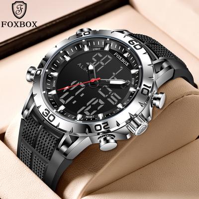 China 2021 New FOXBOX Alarm Men's Digital Watches Dual Display Sports Men Wristwatch Quartz Watch For Men Relogio Masculino for sale