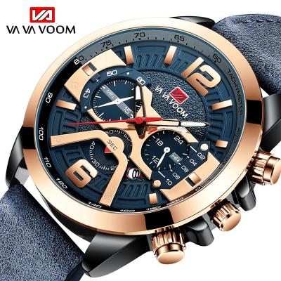 China VAVAVOOM top brand wristwatch man clock fashion luxury military leather wristwatch calendar non-specific sport date watches for men for sale