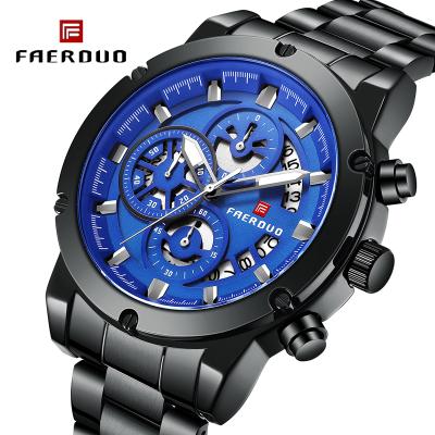 China FAERDUO Multifunctional Water Resistant Men's Quartz Chronograph Sports Watches Fashion Stainless Steel Waterproof Military Top Luxury Wristwatch for sale