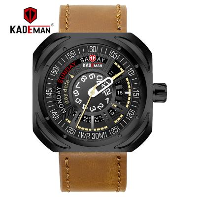 China KADEMAN 2021 New Fashion Square Quartz Watch Non-Specific Creative Military Waterproof Leather Business Wristwatches Relogio Masculino for sale