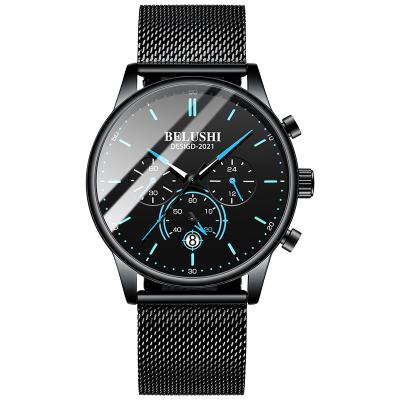 China 569 brand chronograph watches new fashion men's watches day/date BELUSHI top luxury quartz sport waterproof men's luminous wristwatch for sale