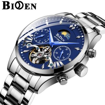 China BIDEN Stainless Steel Men's Watch Fashion Tourbillon Self-wind Business Non-specific Automatic Mechanical Wristwatch Men's Waterproof Watches for sale