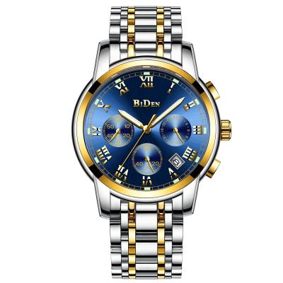 China Luxury Top Brand BIDEN Calendar Chronograph Date Men Watches Stainless Steel Male Clock Strap Business Wristwatch Quartz Steel Men for sale