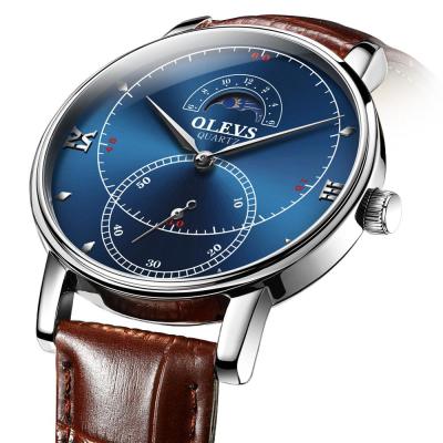 China Water Resistant Watches Ultra Lightly Business Top Luxury Simple Quartz Men's Watches OLEVS Black Leather Men's Creative Wrist Watch for sale