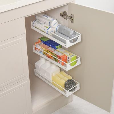 China Modern Minimalism Kitchen Household Snack Shelves Drawer Style Slot Shelves Slide Rail Sink Under Shelves for sale