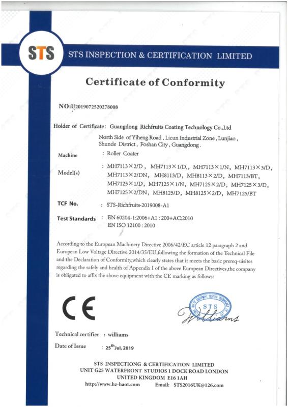 CE - Guangdong Richfruits Coating Technology Co., Ltd.