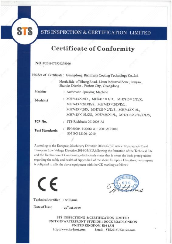 CE - Guangdong Richfruits Coating Technology Co., Ltd.