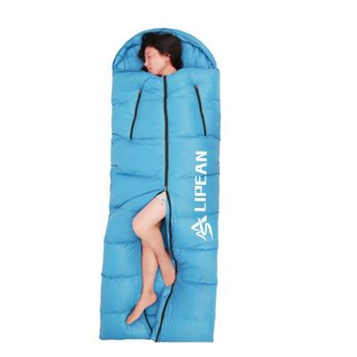 China LIPEAN New Center Indoor Outdoor Zipper Waterproof Walking Goose Envelope Type Down Sleeping Bag With Arm Hole For Adult Children for sale