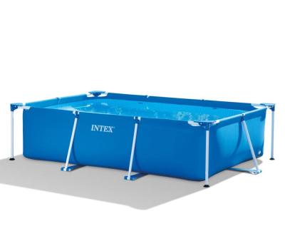 China Intex 28272 Rectangular PVC Easy Set Rectangular Metal Frame Over Ground Family Outdoor Pool for sale