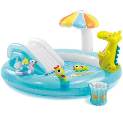 China Garden Pond Intex 57165 Alligator Play Center Kids Inflatable Kiddie Jet Wading Pool With Water Slide for sale